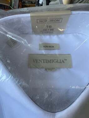 Ventimiglia Men's White Non-Iron Dress Shirt Size 16 34/35 Large